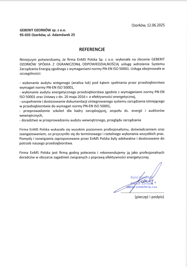 Referencje Geberit Ozorków